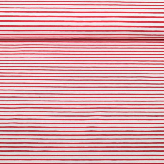 Jersey - Rayures blanches et rouges, teint dans la masse Jersey - Rayures blanches et rouges, teint dans la masse