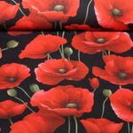 Tissu d'extérieur - Impression numérique « Coquelicots noirs » - Déperlant Tissu d'extérieur - Impression numérique « Coquelicots noirs » - Déperlant