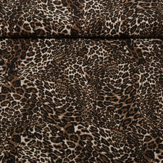 Viscose - Imprimé léopard d'impression numérique classique marron Viscose - Imprimé léopard d'impression numérique classique marron
