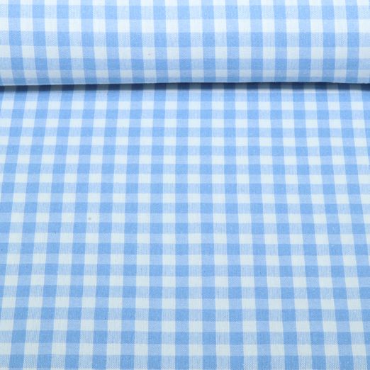 Nachhaltige Baumwoll-Webware - Karo Hellblau Weiß Nachhaltige Baumwoll-Webware - Karo Hellblau Weiß