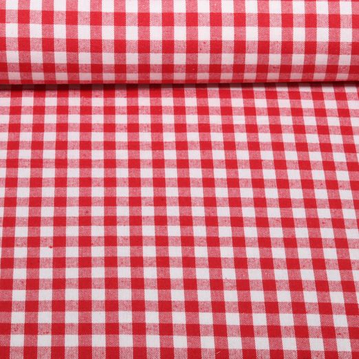 Nachhaltige Baumwoll-Webware - Karo Rot