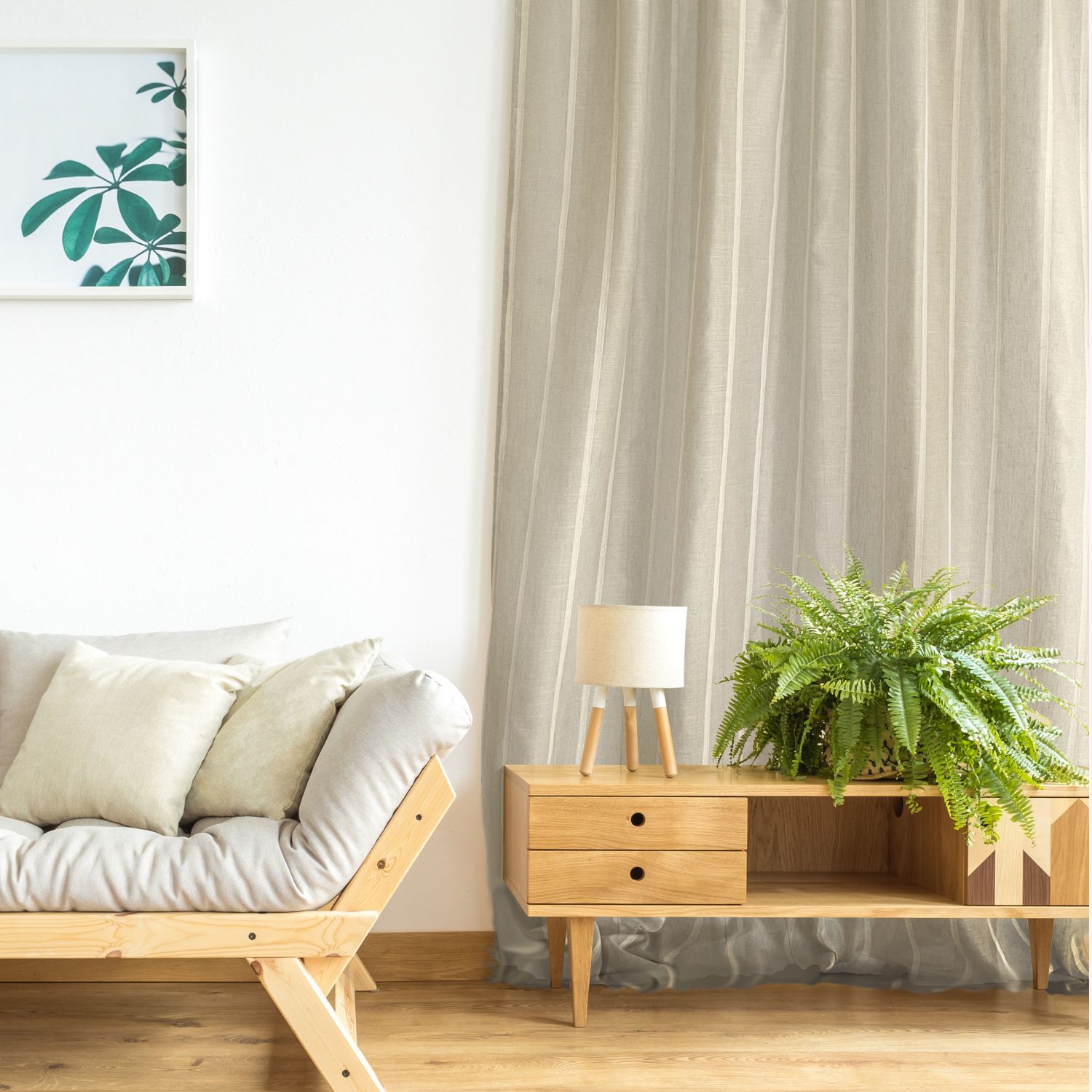 Tissu pour rideaux durable Esna - Rayures extra-larges 310 cm, uni Naturel-2 Tissu pour rideaux durable Esna - Rayures extra-larges 310 cm, uni Naturel-2