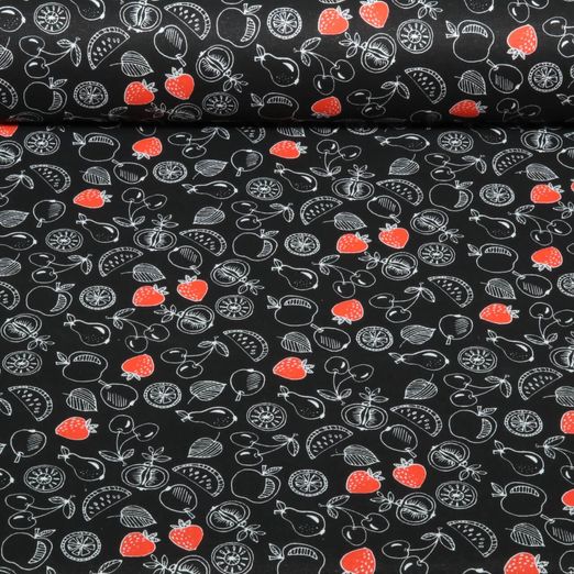 Popeline de coton - Fruits noirs