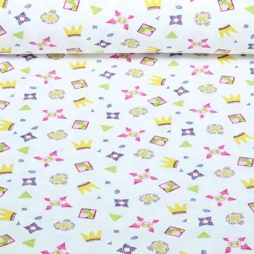 Jersey - Motifs couronnes, Blanc Jersey - Motifs couronnes, Blanc