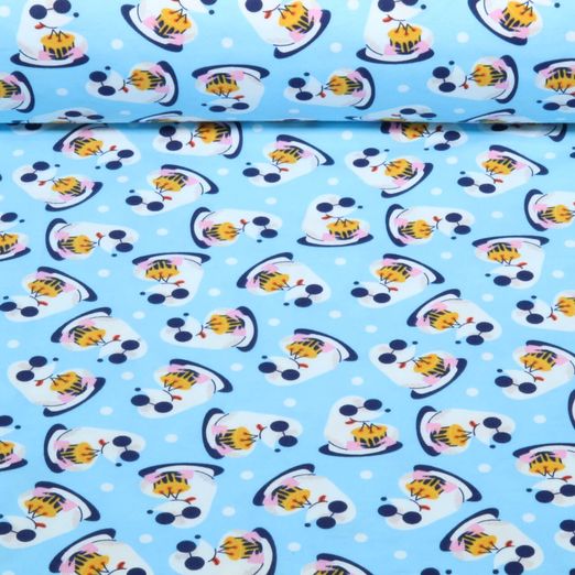 Jersey - Pois « taupes » bleu ciel Jersey - Pois « taupes » bleu ciel