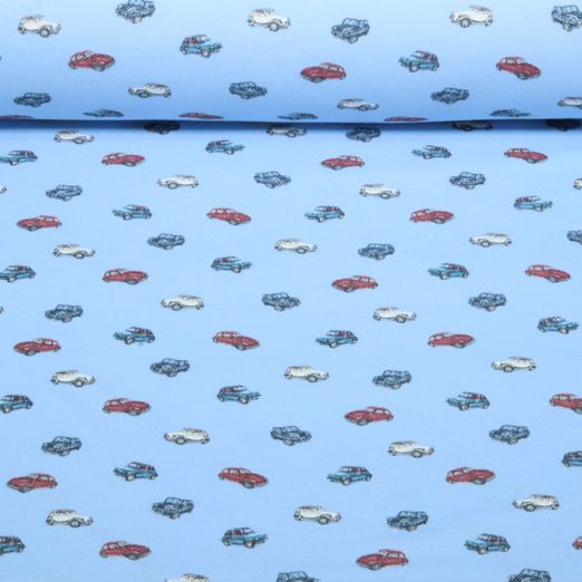 Jersey -  Petites voitures de collection bleu ciel
