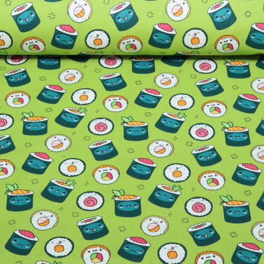 Popeline de coton - Sushi vert kiwi