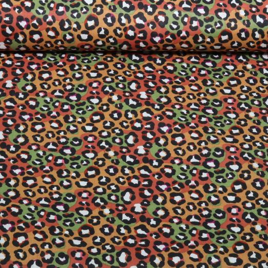 Coton - Léopard orange et vert Coton - Léopard orange et vert