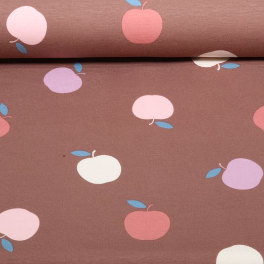 Sweat d'été - French Terry, motifs de pommes et Caramel, gratté Sweat d'été - French Terry, motifs de pommes et Caramel, gratté