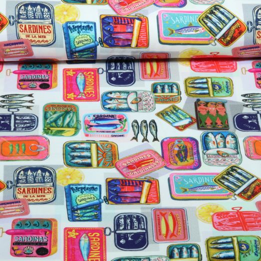 Jersey - Impression numérique « Sardines » Ecru