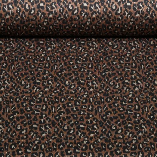 Sweat en viscose tricotée - Léopard Lurex marron multicolore Sweat en viscose tricotée - Léopard Lurex marron multicolore