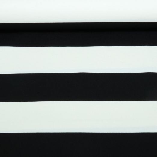 Jersey Romanit - Rayures de 72 mm, Noir et Ecru, Teint dans la masse