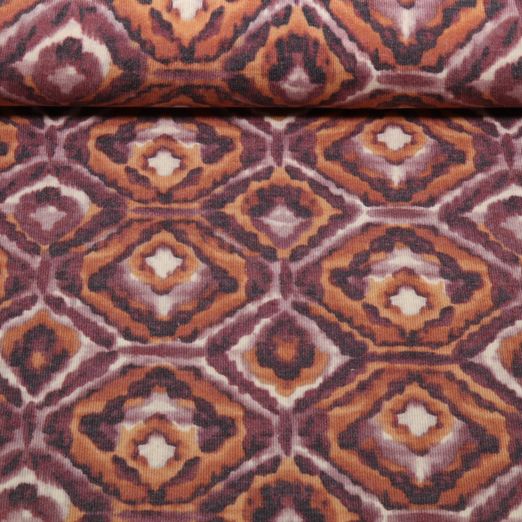 Jersey viscose - Décors ethniques, Bordeaux Jersey viscose - Décors ethniques, Bordeaux
