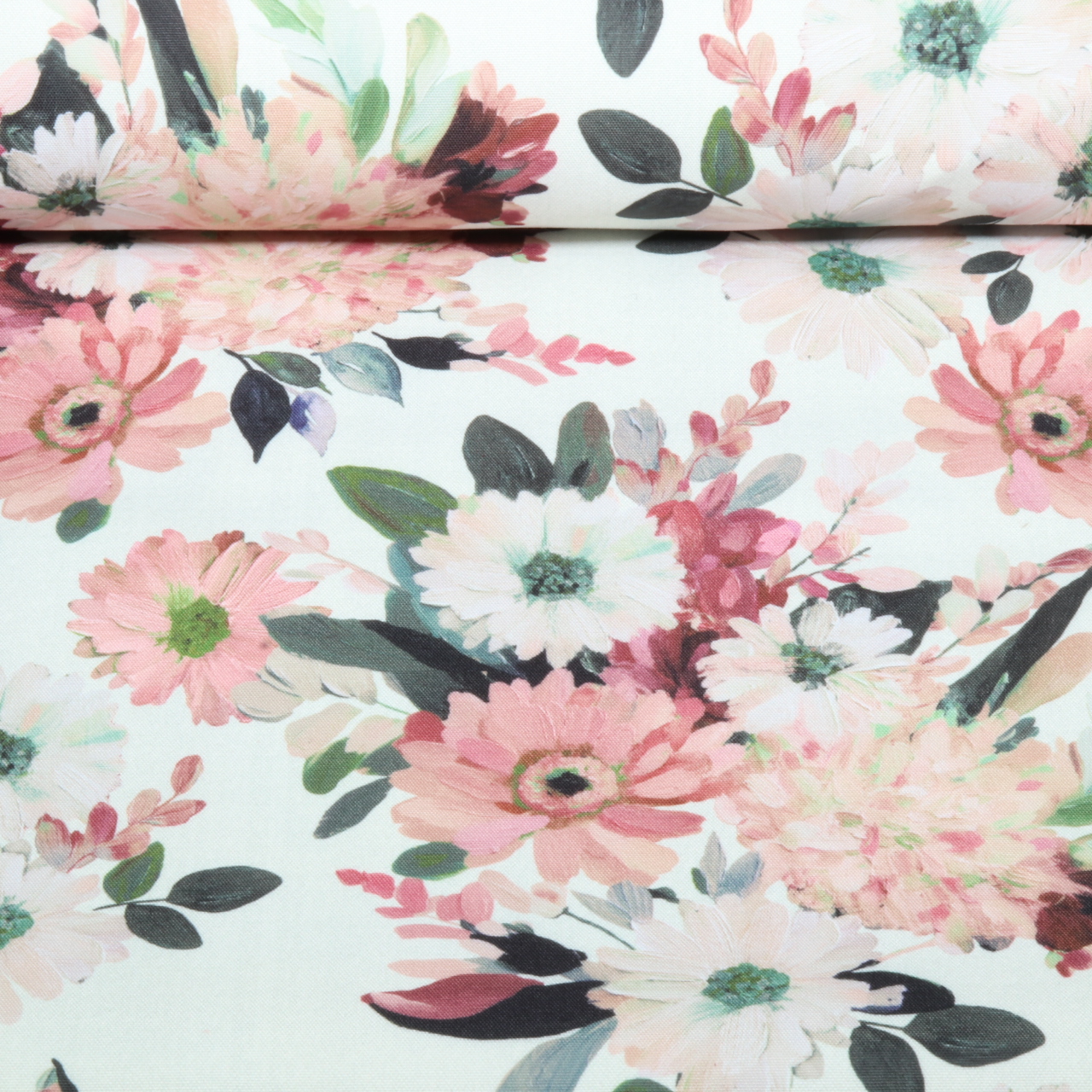 Tissu d'extérieur - Motif floral en impression numérique, Ecru, déperlant-0 Tissu d'extérieur - Motif floral en impression numérique, Ecru, déperlant-0
