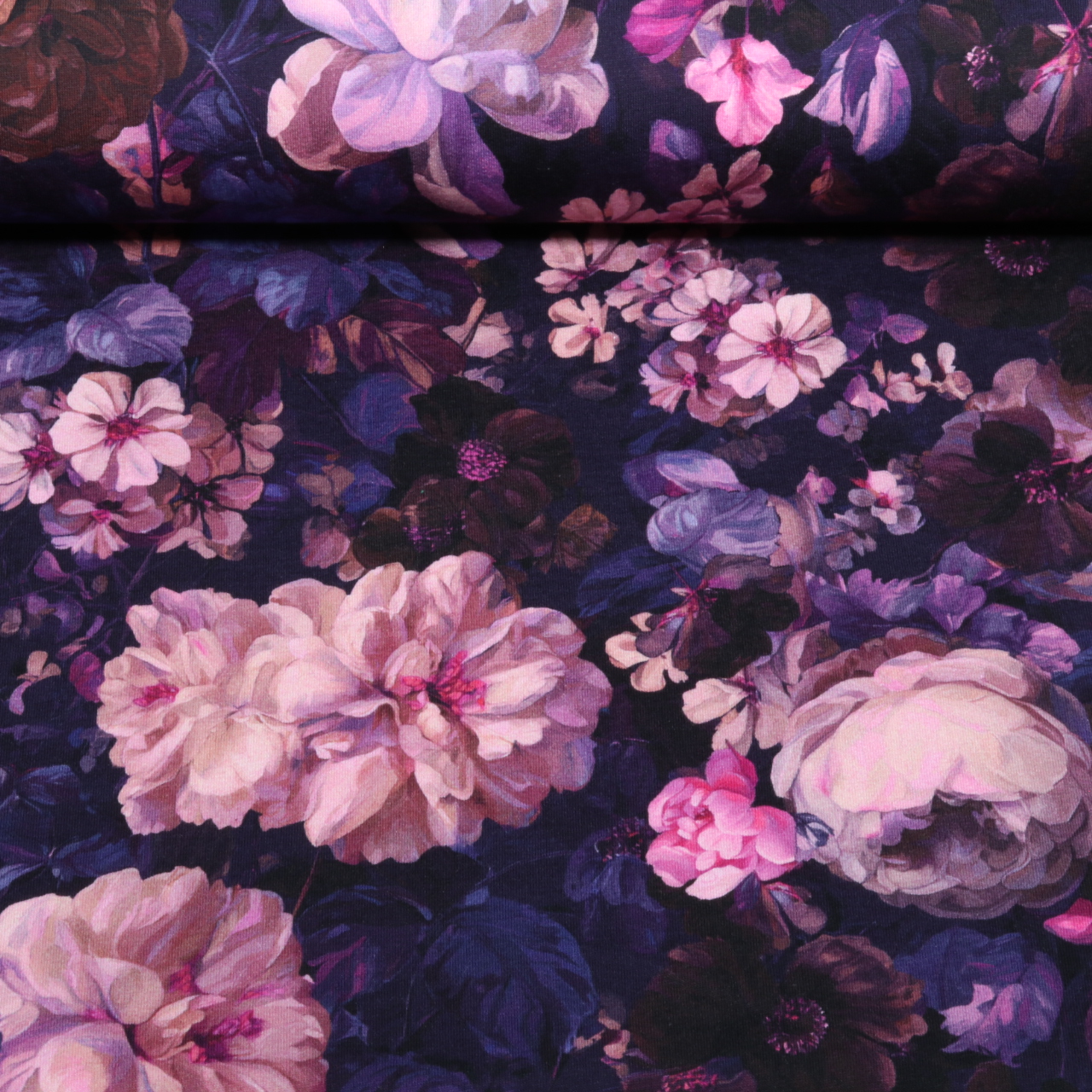Sweat - Motif d’impression numérique « Grandes fleurs » aubergine gratté-0 Sweat - Motif d’impression numérique « Grandes fleurs » aubergine gratté-0