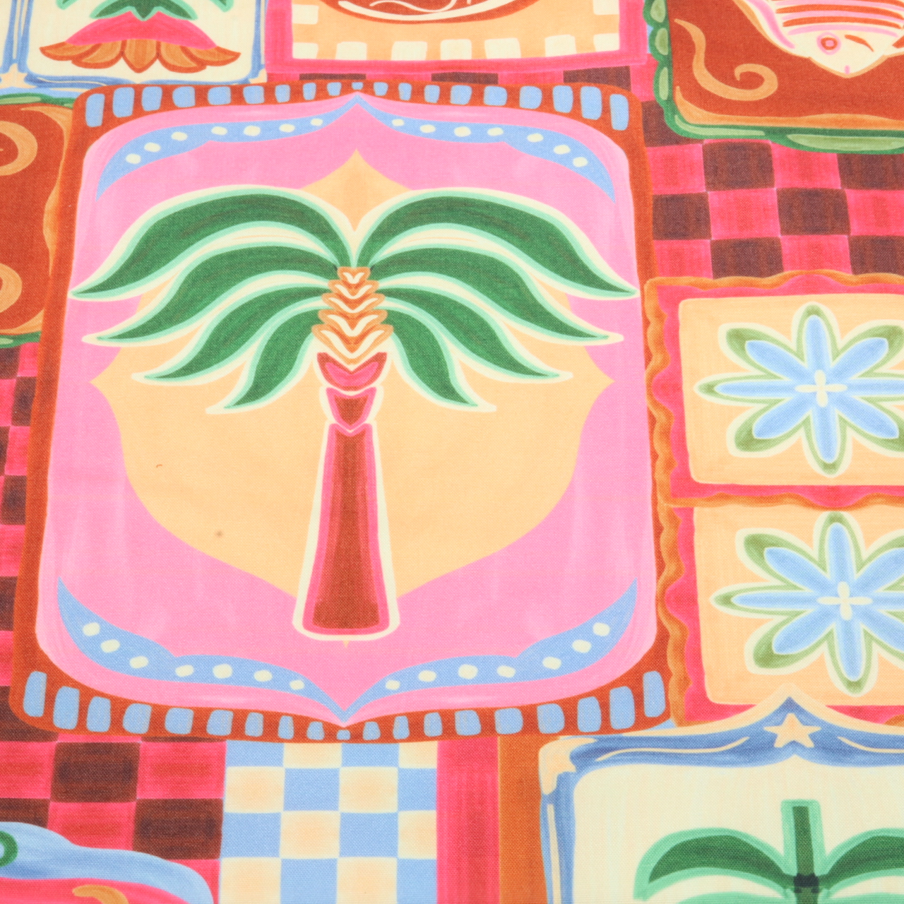 Tissu d'extérieur - Patchwork impression numérique « Palmiers roses » Déperlant-1 Tissu d'extérieur - Patchwork impression numérique « Palmiers roses » Déperlant-1
