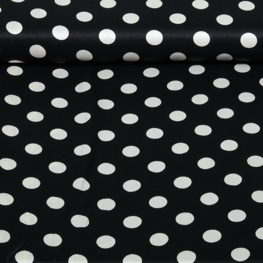Viskose Satin - Punkte Schwarz Viskose Satin - Punkte Schwarz