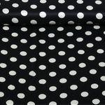 Satin de viscose - à pois noirs Satin de viscose - à pois noirs