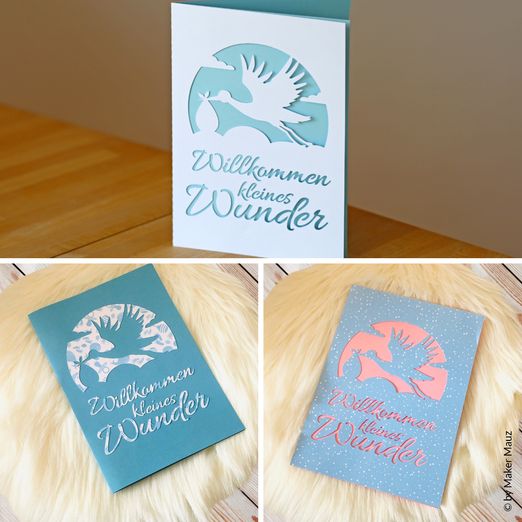 Plotterdatei – Karte Taufe Storch - eBook