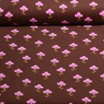 Velours côtelé Babycord / milleraies - Fleurs marron Velours côtelé Babycord / milleraies - Fleurs marron