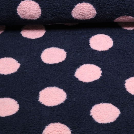 Teddy - Motifs jacquard à pois bleu marine et rose Teddy - Motifs jacquard à pois bleu marine et rose