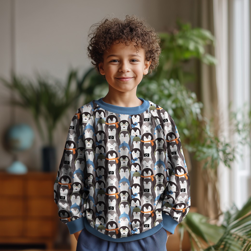 Sweat - Pingouins numériques, gris, gratté-1 Sweat - Pingouins numériques, gris, gratté-1