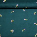 Babycord - Bestickt Blumen Petrolgrün Babycord - Bestickt Blumen Petrolgrün