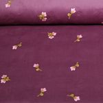 Babycord - Bestickt Blumen Malve Babycord - Bestickt Blumen Malve