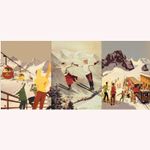 Canvas Geschirrtücher Panel - Retro Alpenmotiv Multicolor Canvas Geschirrtücher Panel - Retro Alpenmotiv Multicolor