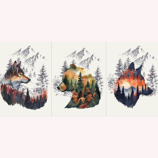 Canvas Geschirrtücher Panel - Wildtiere Berge Multicolor Canvas Geschirrtücher Panel - Wildtiere Berge Multicolor