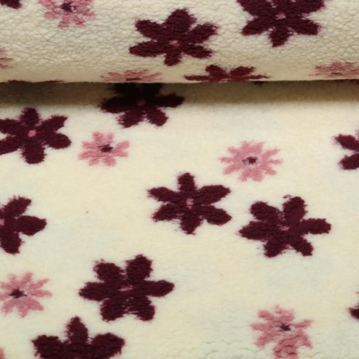 Polaire teddy - Motifs floraux jacquard, Ecru