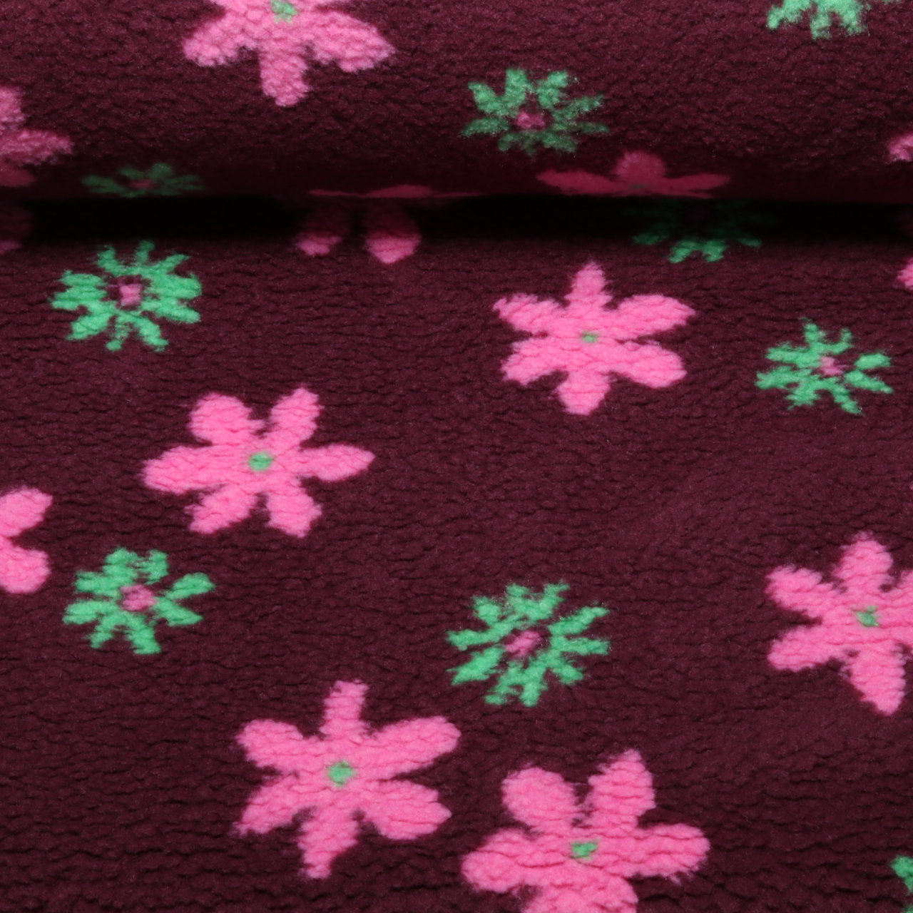 Polaire teddy - Motifs floraux jacquard, rouge bordeaux-0 Polaire teddy - Motifs floraux jacquard, rouge bordeaux-0