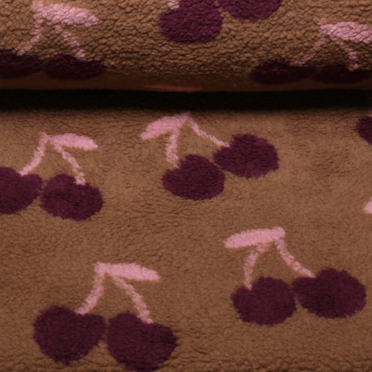 Polaire teddy - Jacquard cerises marron-0 Polaire teddy - Jacquard cerises marron-0