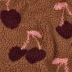 Teddyfleece - Jacquard Kirschen Braun Teddyfleece - Jacquard Kirschen Braun