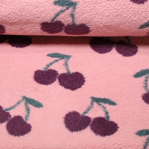 Polaire teddy - Jacquard cerises roses Polaire teddy - Jacquard cerises roses