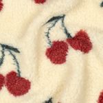 Teddyfleece - Jacquard Kirschen Ecru Teddyfleece - Jacquard Kirschen Ecru