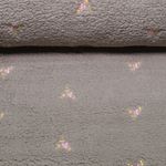 Polaire teddy - Broderie fleurs grises