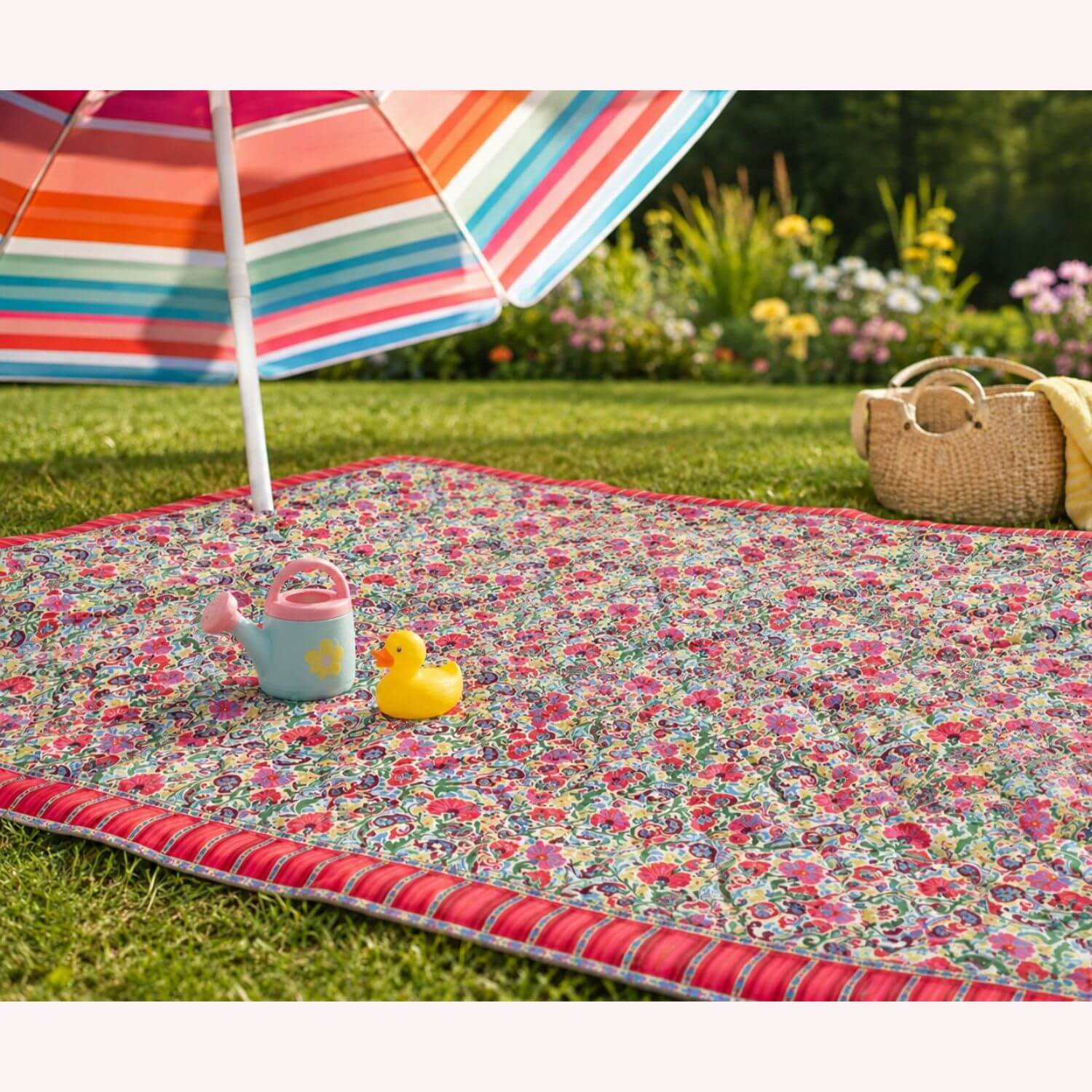 Tissu matelassé pour veste - Double face, motifs floraux multicolores, impression sur film-2 Tissu matelassé pour veste - Double face, motifs floraux multicolores, impression sur film-2