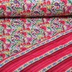 Tissu matelassé pour veste - Double face, motifs floraux multicolores, impression sur film