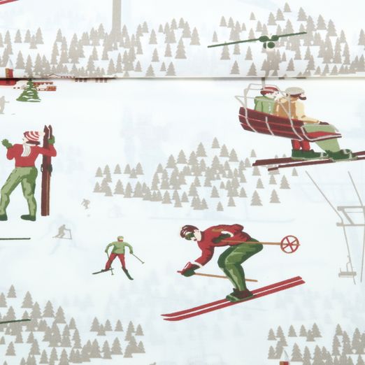 Baumwoll-Cretonne - Skisport Weiß Baumwoll-Cretonne - Skisport Weiß