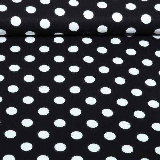 Twill de viscose - à pois noirs et blancs Twill de viscose - à pois noirs et blancs