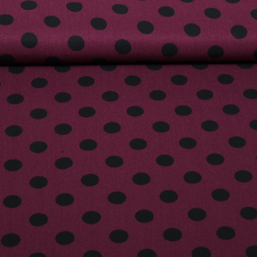 Twill de viscose - à pois Bordeaux et noirs Twill de viscose - à pois Bordeaux et noirs
