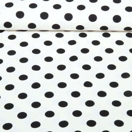 Twill de viscose - à pois Ecru et Noir Twill de viscose - à pois Ecru et Noir