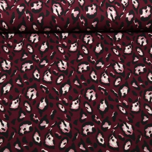 Twill de viscose - Léopard Bordeaux Twill de viscose - Léopard Bordeaux