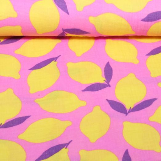 Gaze de coton - Rose citron Gaze de coton - Rose citron