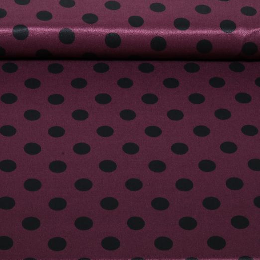 Satin de viscose - à pois Bordeaux et noirs Satin de viscose - à pois Bordeaux et noirs