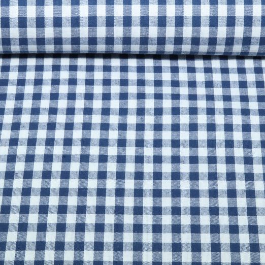 Baumwoll-Webware - Karo Marineblau