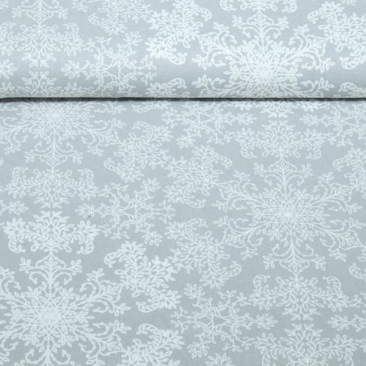 Baumwoll-Webware - Eiskristalle Grau Baumwoll-Webware - Eiskristalle Grau