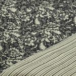 Tissu matelassé - Double face, motif fleurs et rayures, Anthracite Tissu matelassé - Double face, motif fleurs et rayures, Anthracite