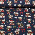 Jersey - Motif d'impression numérique « Ours de Noël » Bleu marine
